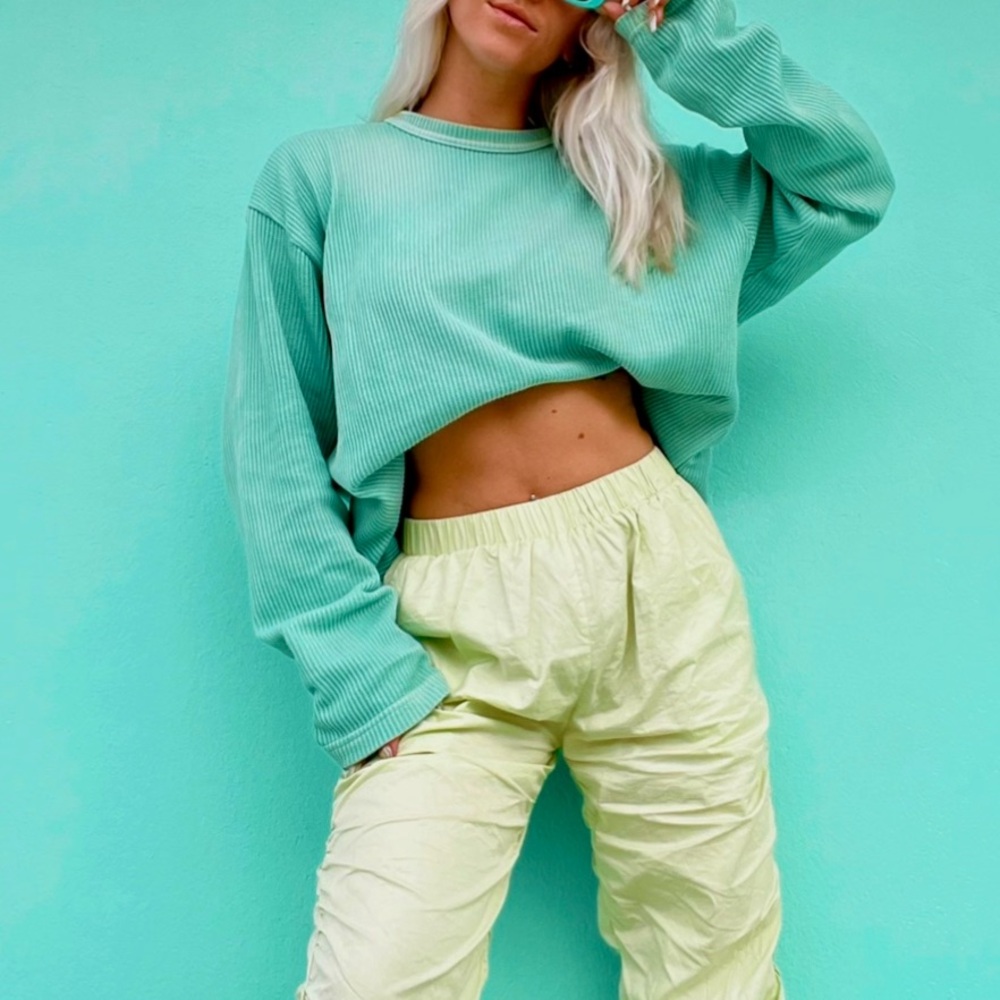 Reebok Blue/Green Ribbed Sweater